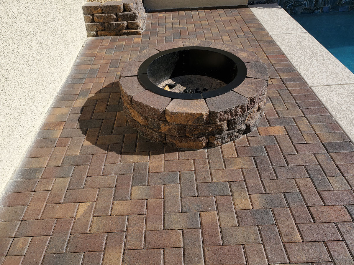 Fire Pit paver sealing project in Las Vegas